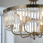 Novena Caroli 6 Light Pendant Light Clear Cut Glass Antique Brass Plate