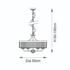 Novena Caroli 6 Light Pendant Light Clear Cut Glass Bright Nickel Plate