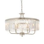 Novena Caroli 6 Light Pendant Light Clear Cut Glass Bright Nickel Plate