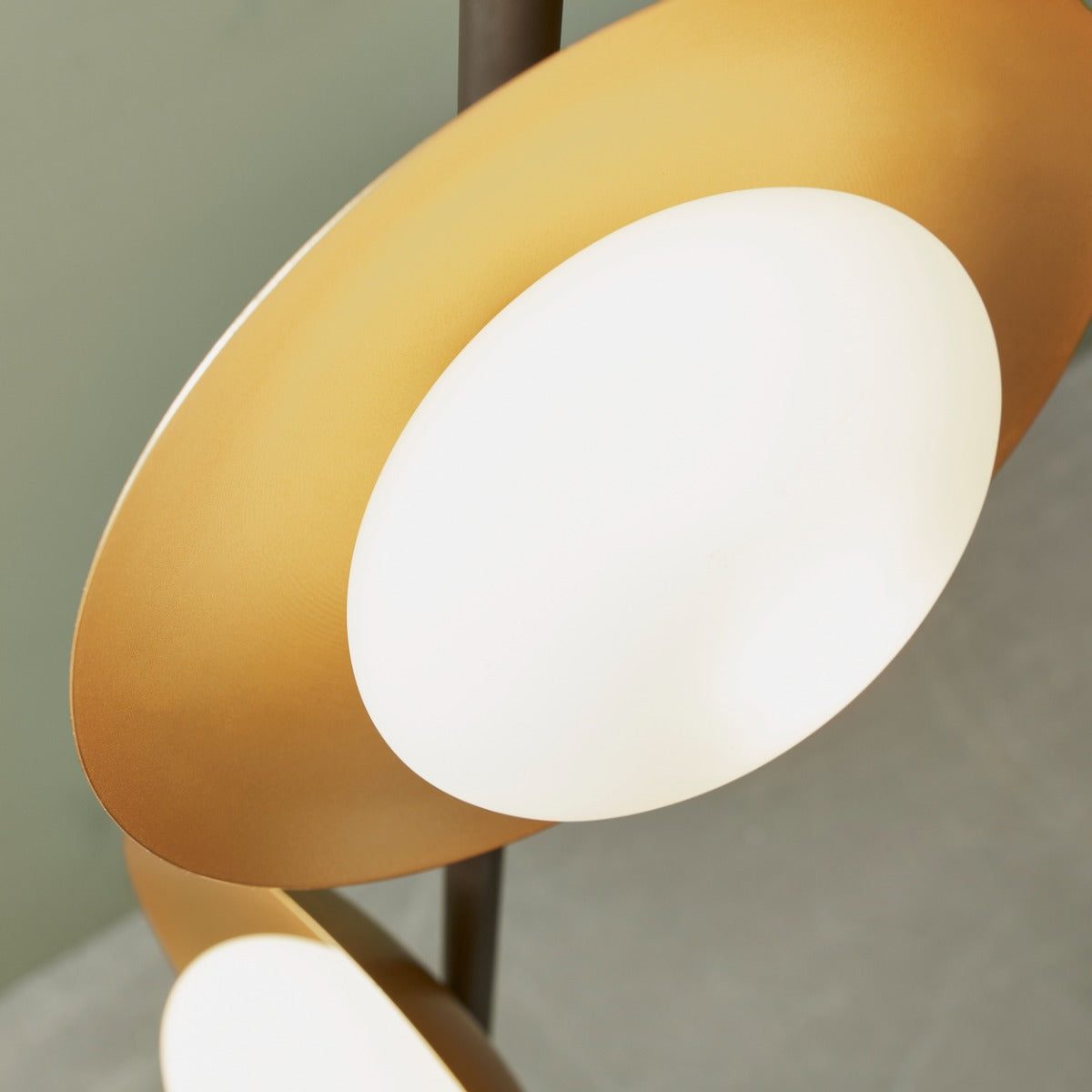 Novena Celada 3 Light Floor Lamp Gold Dark Bronze With Opal Glass