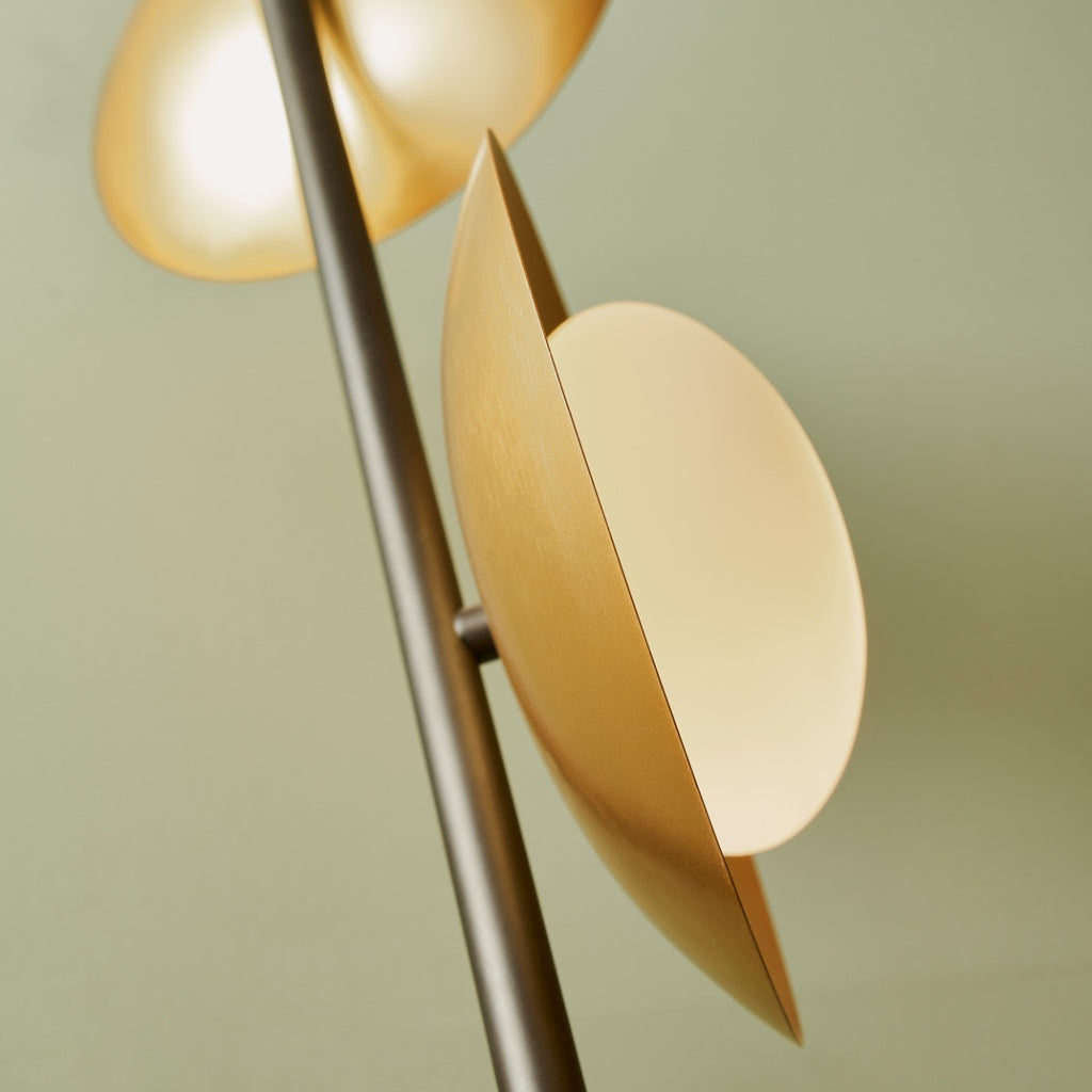 Novena Celada 3 Light Floor Lamp Gold Dark Bronze With Opal Glass