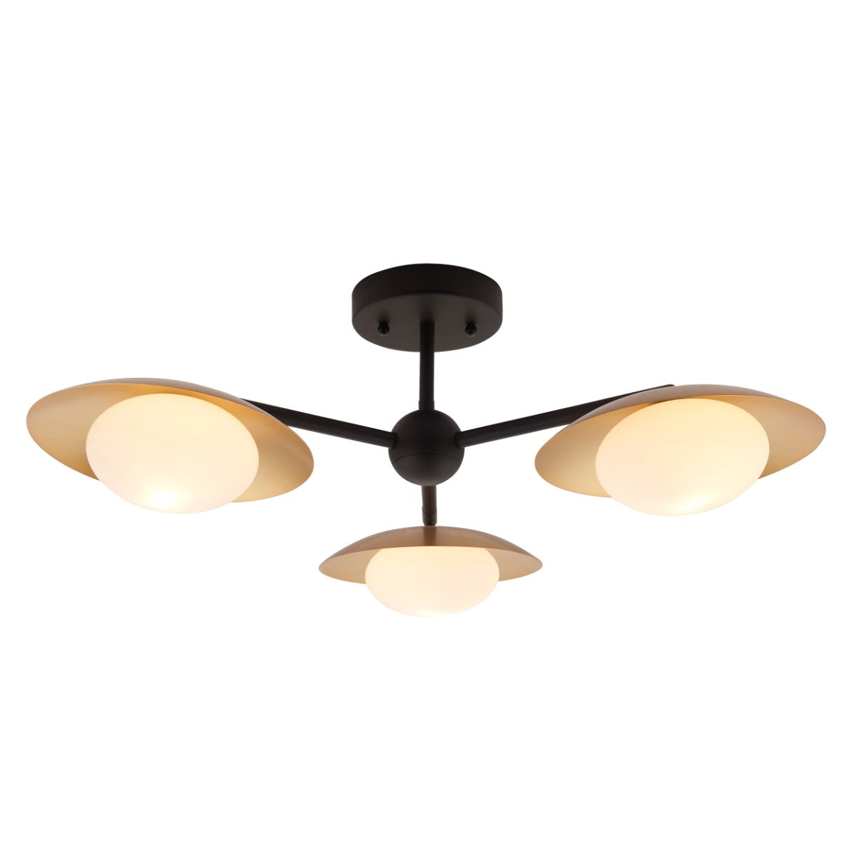 Novena Celada 3 Light Semi Flush Ceiling Light Gold Dark Bronze with Opal Glass