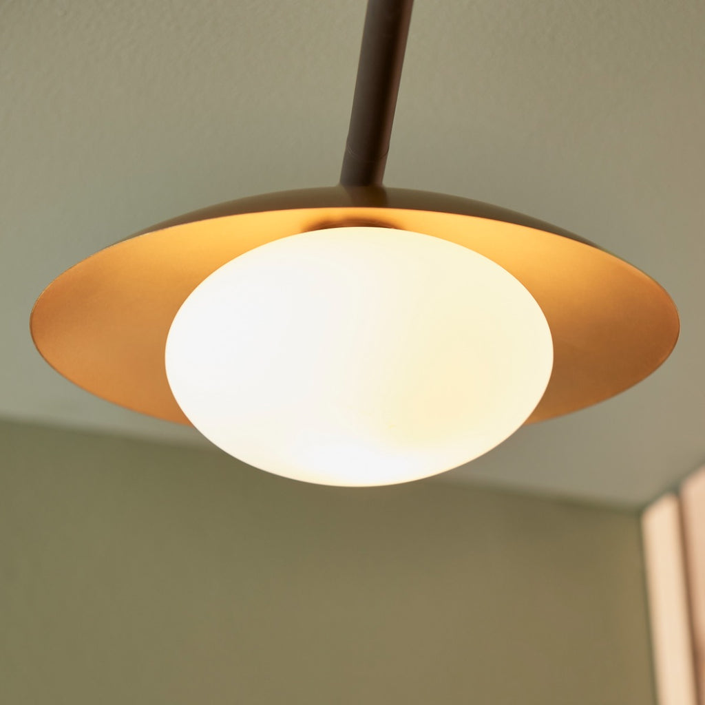 Novena Celada 3 Light Semi Flush Ceiling Light Gold Dark Bronze with Opal Glass