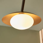 Novena Celada 3 Light Semi Flush Ceiling Light Gold Dark Bronze with Opal Glass