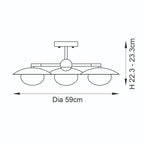 Novena Celada 3 Light Semi Flush Ceiling Light Gold Dark Bronze with Opal Glass