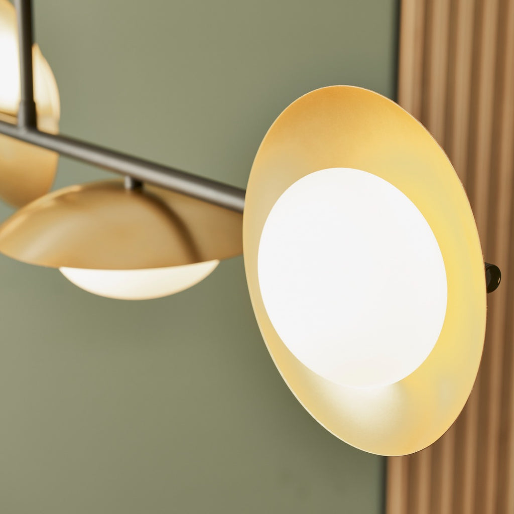 Novena Celada 4 Light Pendant Light Gold Dark Bronze with Opal Glass