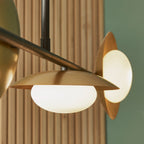 Novena Celada 4 Light Pendant Light Gold Dark Bronze with Opal Glass
