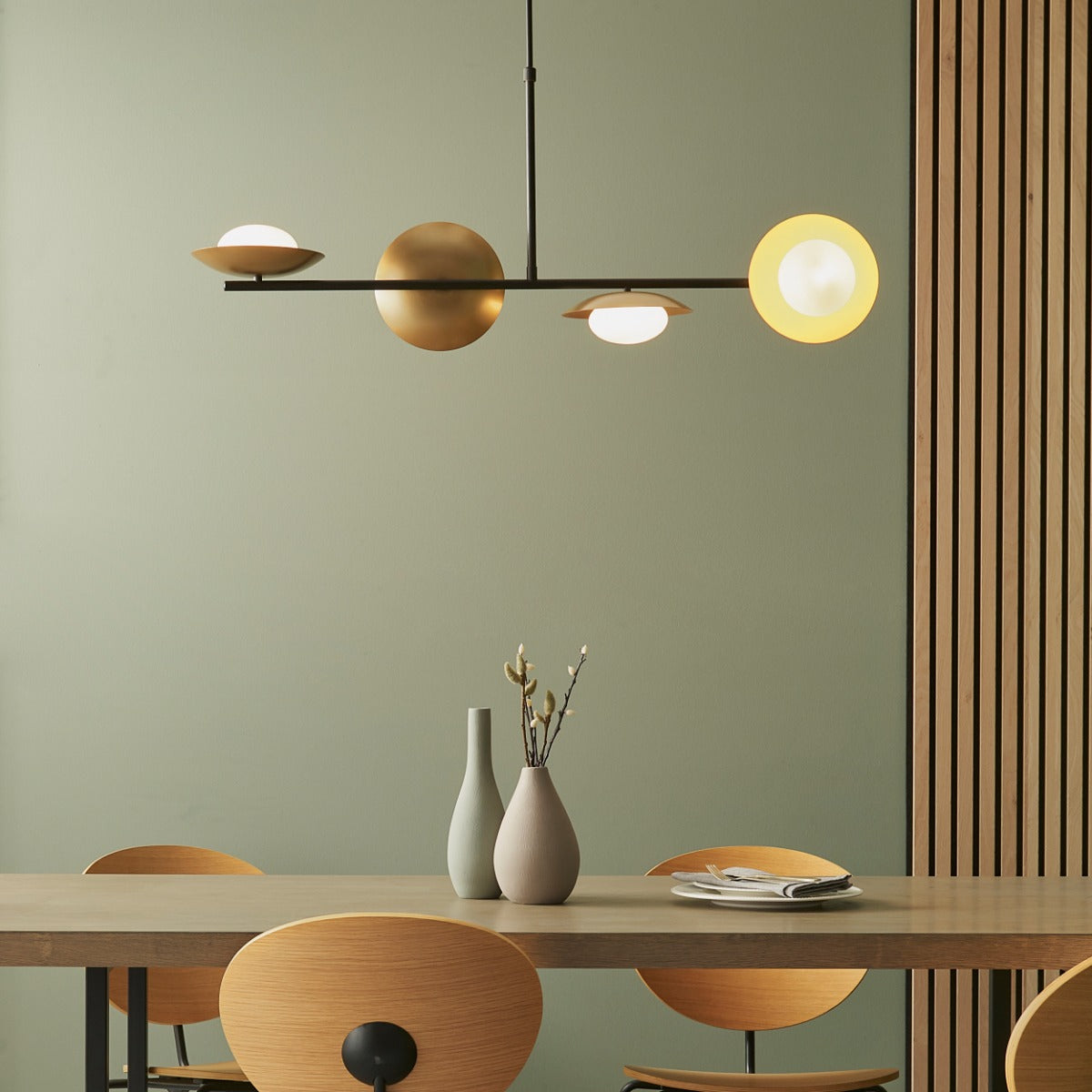 Novena Celada 4 Light Pendant Light Gold Dark Bronze with Opal Glass