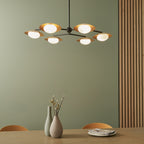 Novena Celada 6 Light Semi Flush Ceiling Light Gold Dark Bronze with Opal Glass