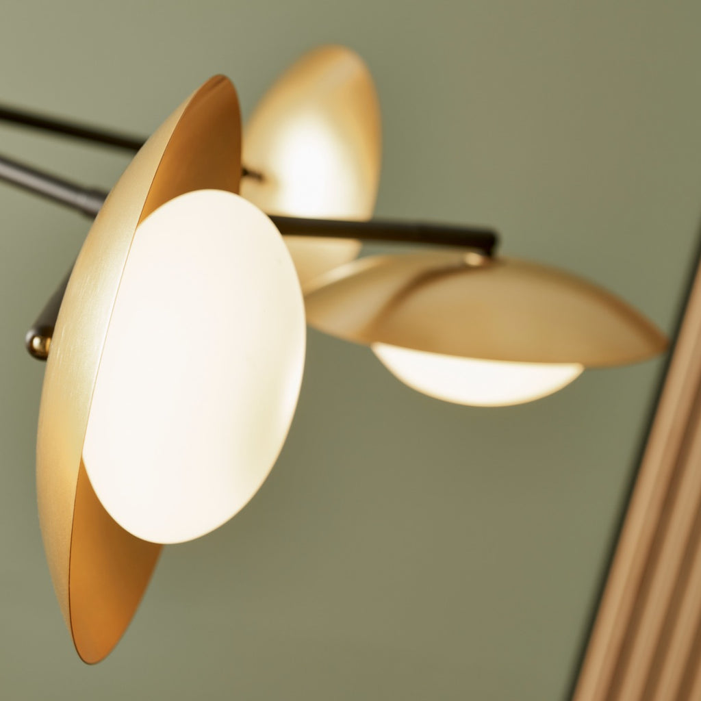 Novena Celada 6 Light Semi Flush Ceiling Light Gold Dark Bronze with Opal Glass
