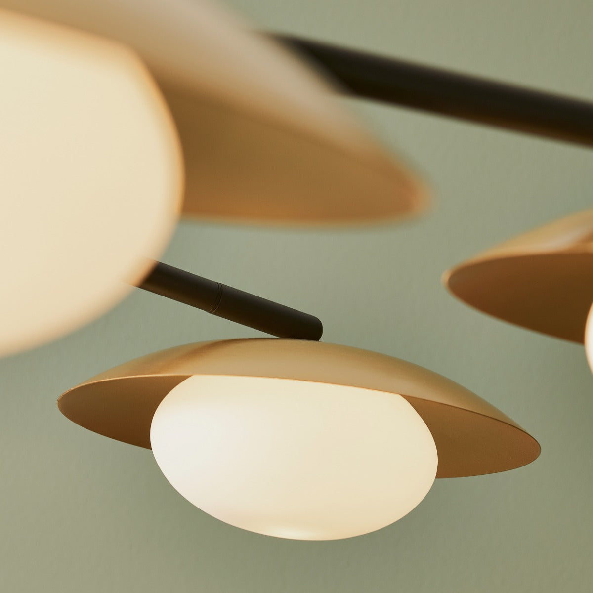 Novena Celada 6 Light Semi Flush Ceiling Light Gold Dark Bronze with Opal Glass
