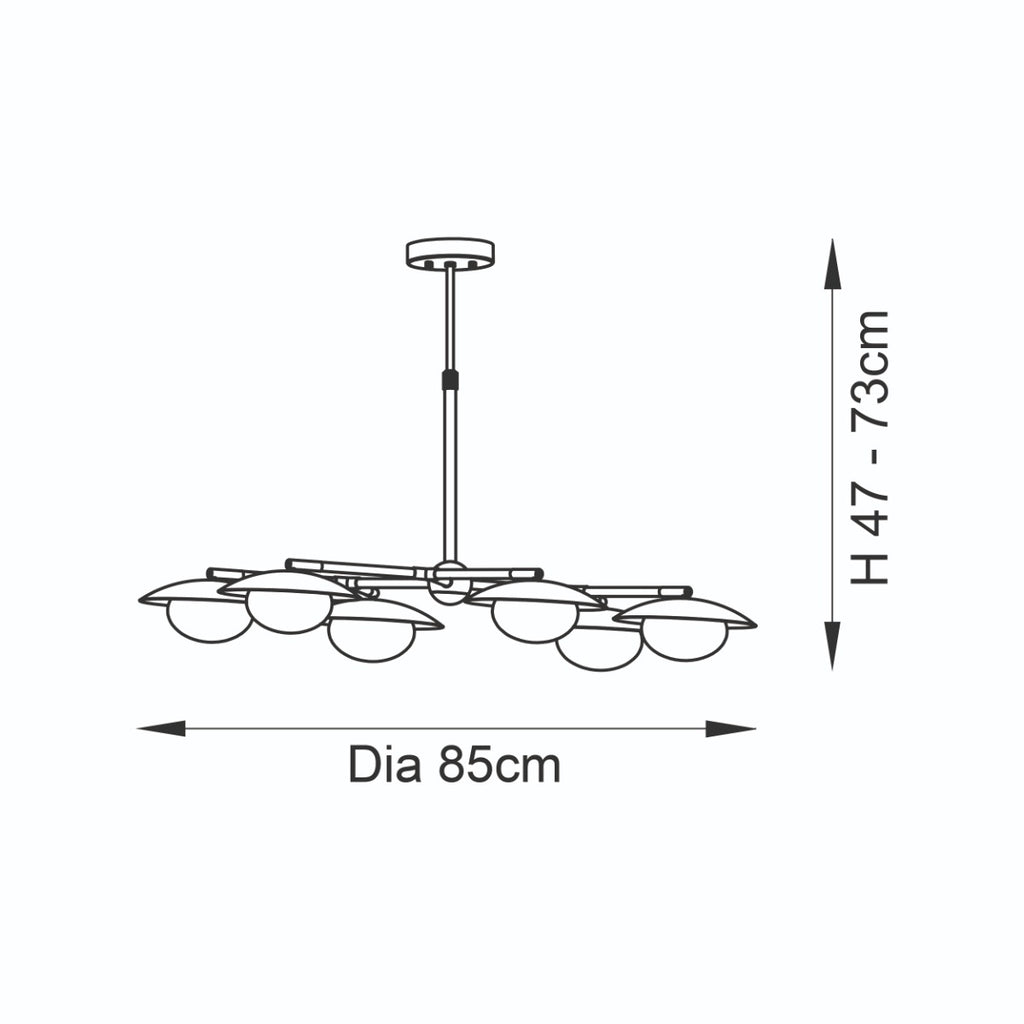 Novena Celada 6 Light Semi Flush Ceiling Light Gold Dark Bronze with Opal Glass