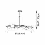 Novena Celada 6 Light Semi Flush Ceiling Light Gold Dark Bronze with Opal Glass