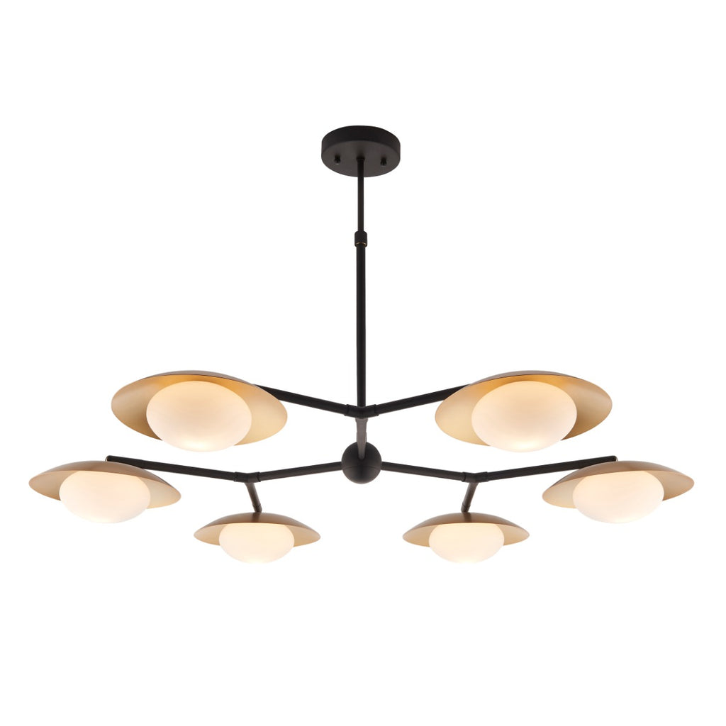 Novena Celada 6 Light Semi Flush Ceiling Light Gold Dark Bronze with Opal Glass