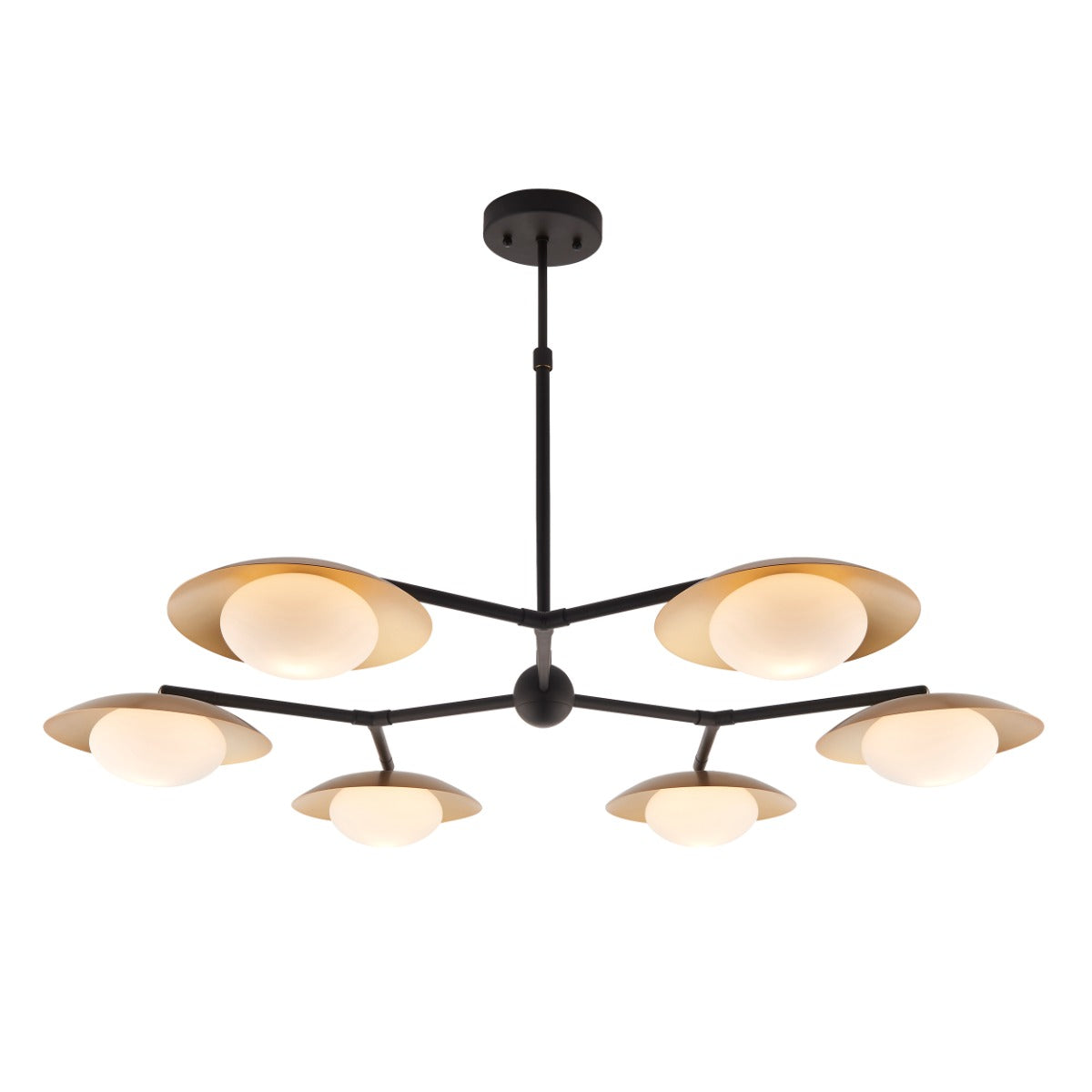 Novena Celada 6 Light Semi Flush Ceiling Light Gold Dark Bronze with Opal Glass