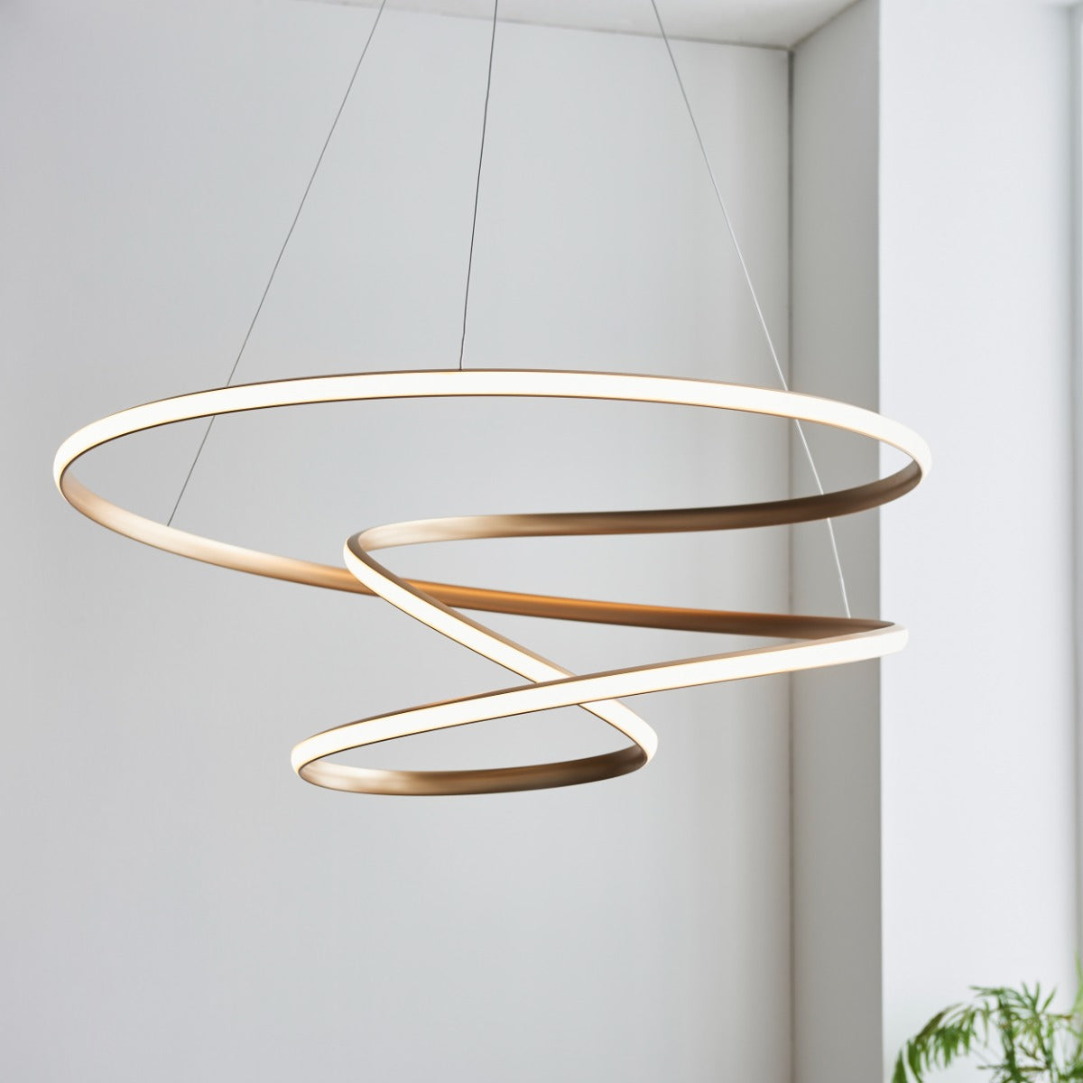 Novena Cervos 1 Light Spiral Pendant Light Satin Gold White Silicone