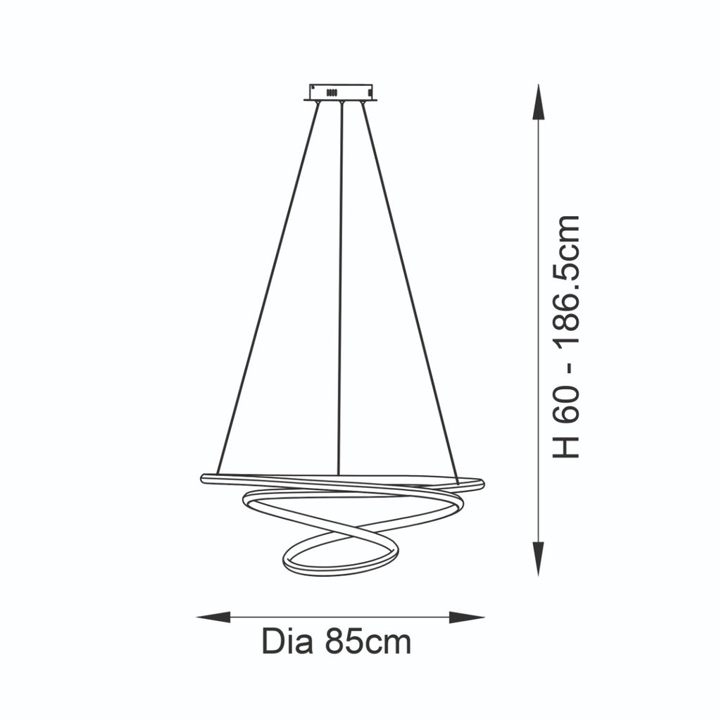 Novena Cervos 1 Light Spiral Pendant Light Satin Gold White Silicone