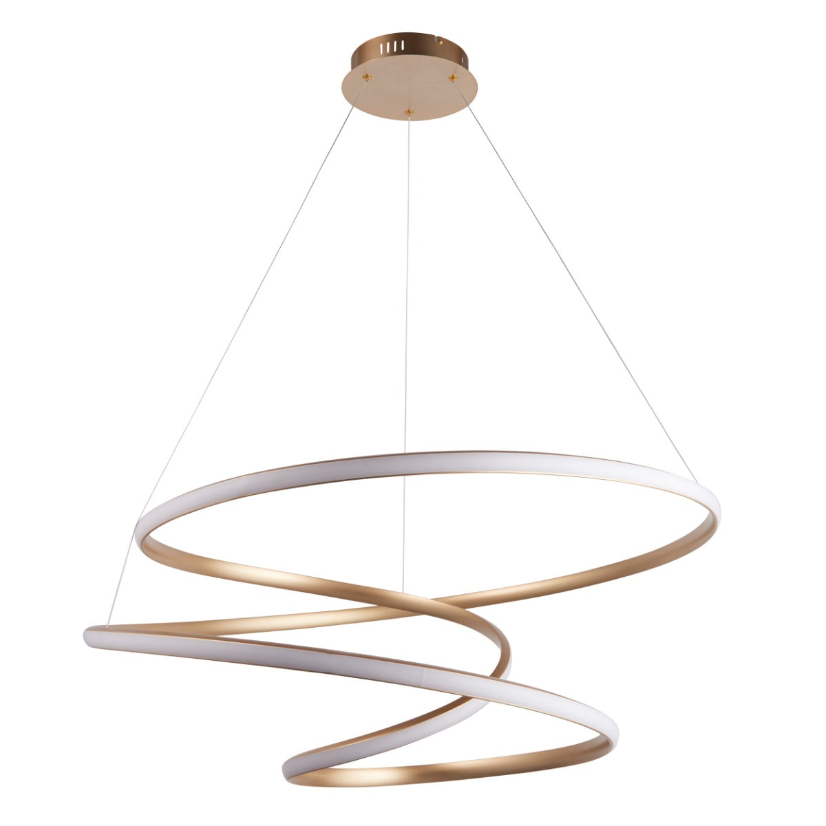 Novena Cervos 1 Light Spiral Pendant Light Satin Gold White Silicone