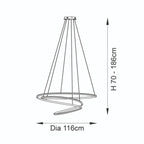 Novena Cervos Extra Large Spiral 1 Light Pendant Light Satin Gold White Silicone