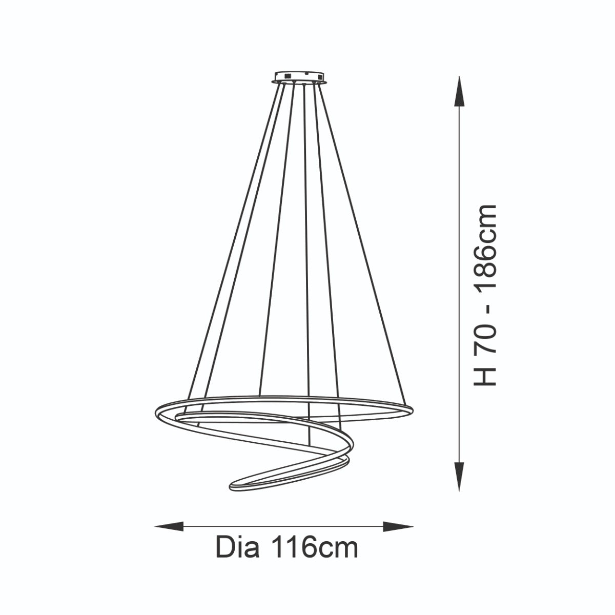 Novena Cervos Extra Large Spiral 1 Light Pendant Light Satin Gold White Silicone