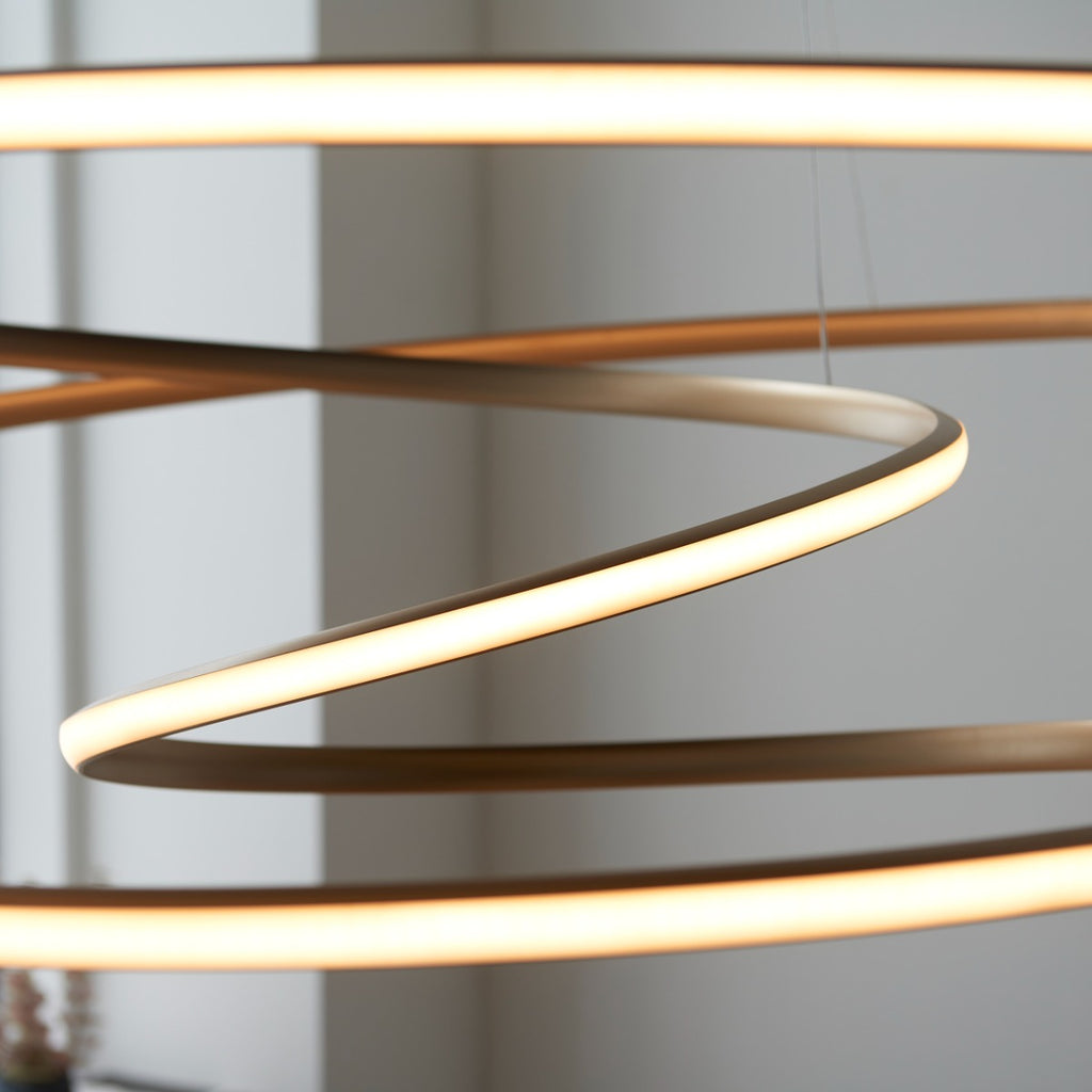 Novena Cervos Extra Large Spiral 1 Light Pendant Light Satin Gold White Silicone