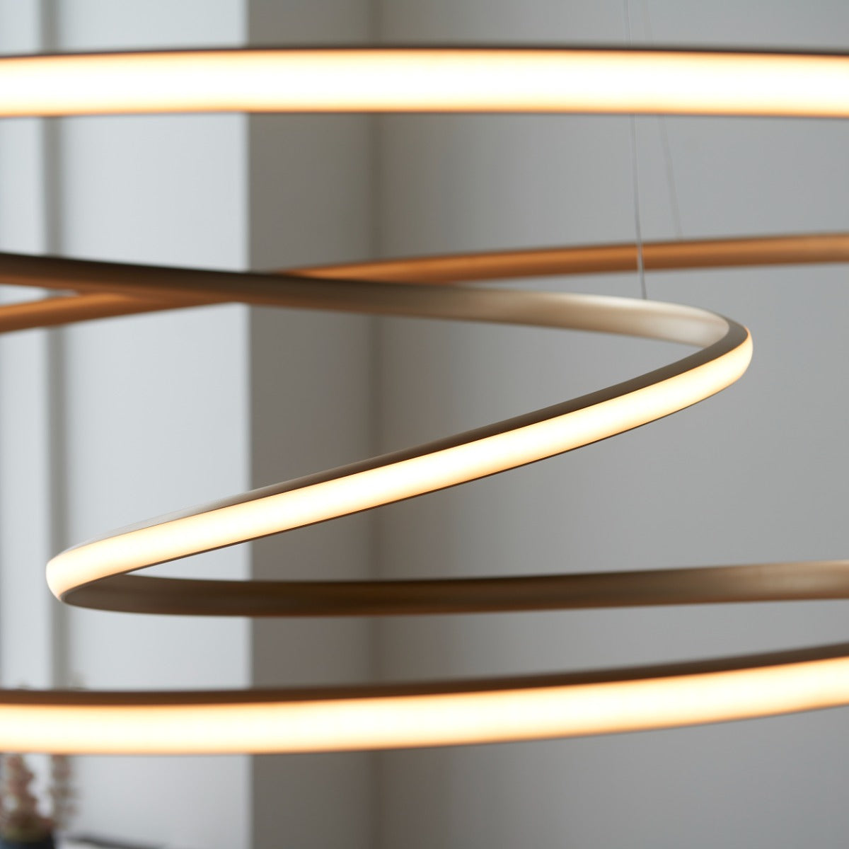 Novena Cervos Extra Large Spiral 1 Light Pendant Light Satin Gold White Silicone