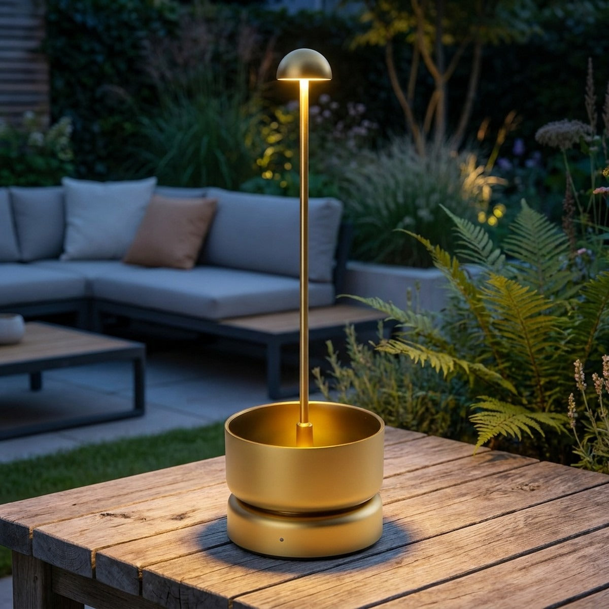 Novena Cesta Cordless Rechargeable Portable Lamp, Matt Gold