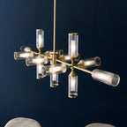 Novena Cima 13 Light Pendant Light Clear Frosted Glass Satin Brass