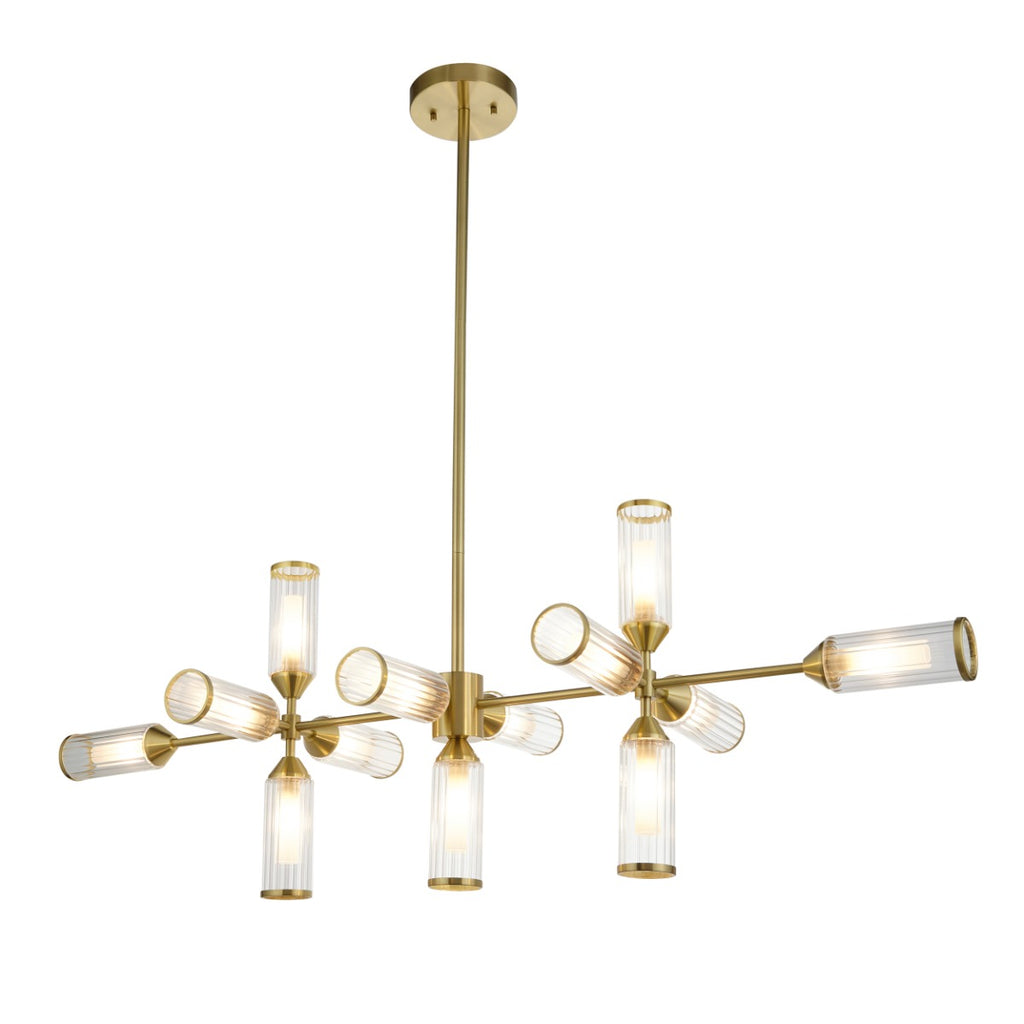 Novena Cima 13 Light Pendant Light Clear Frosted Glass Satin Brass