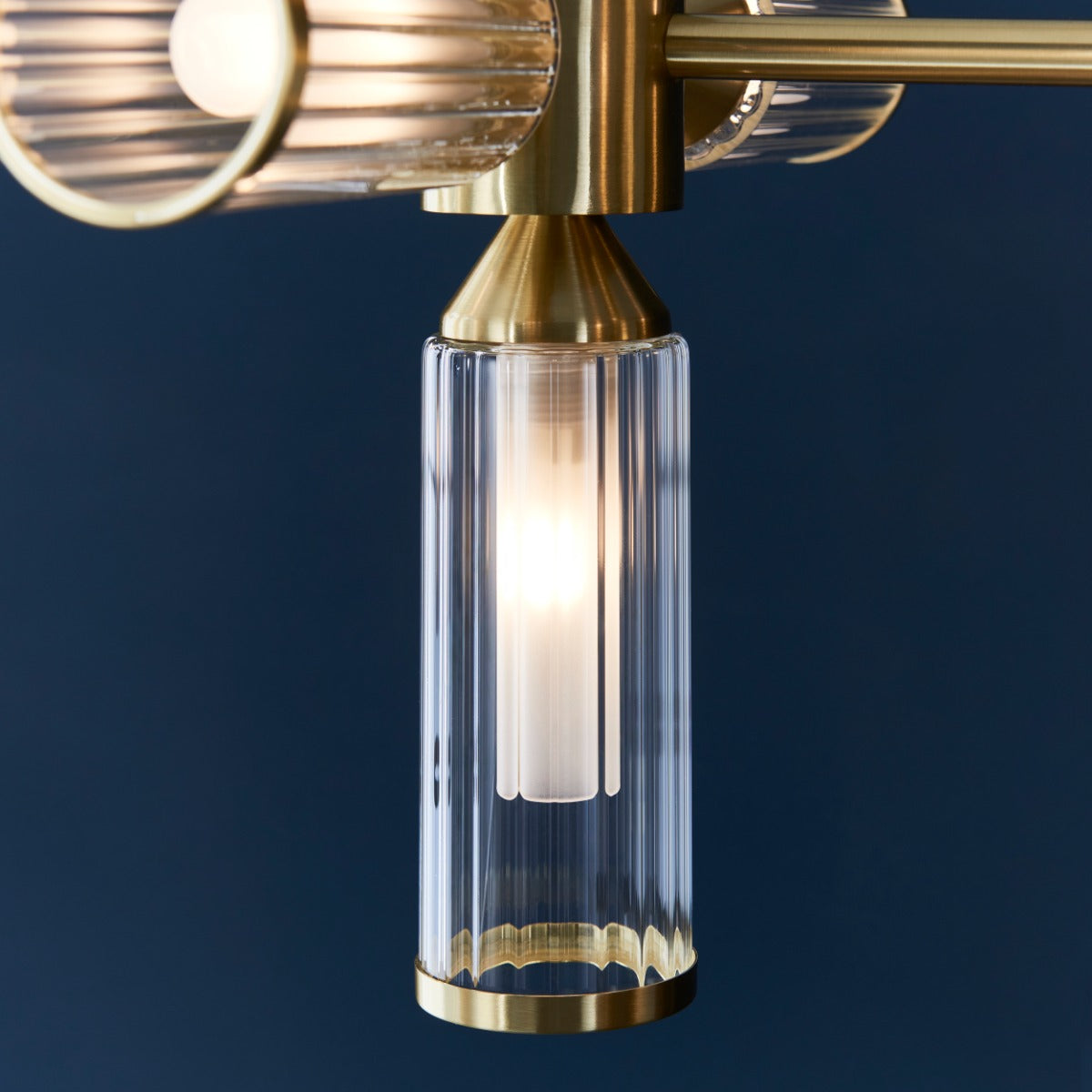 Novena Cima 13 Light Pendant Light Clear Frosted Glass Satin Brass