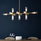 Novena Cima 13 Light Pendant Light Clear Frosted Glass Satin Brass