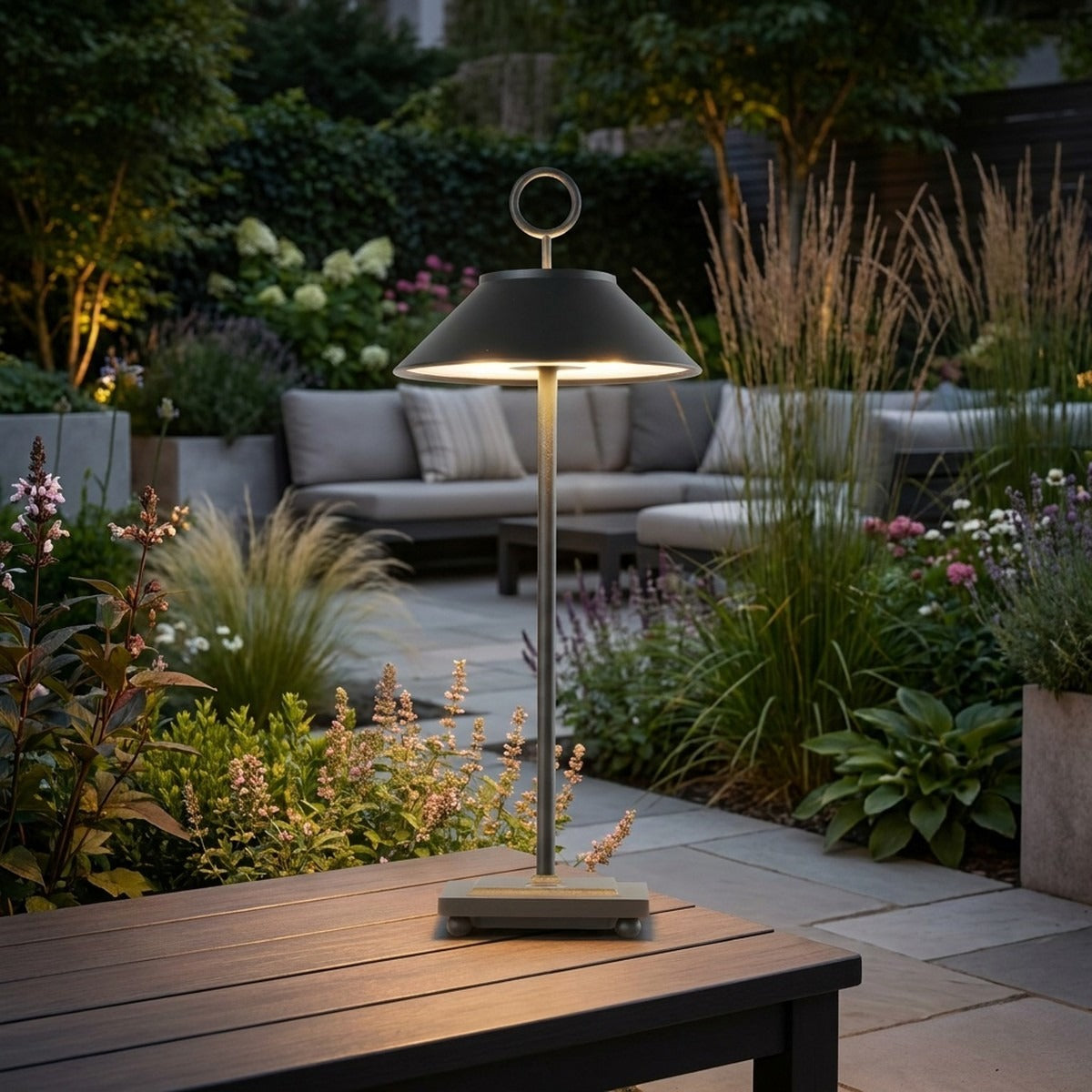Novena Conca Mini IP65 Cordless Rechargeable Table Lamp, Black