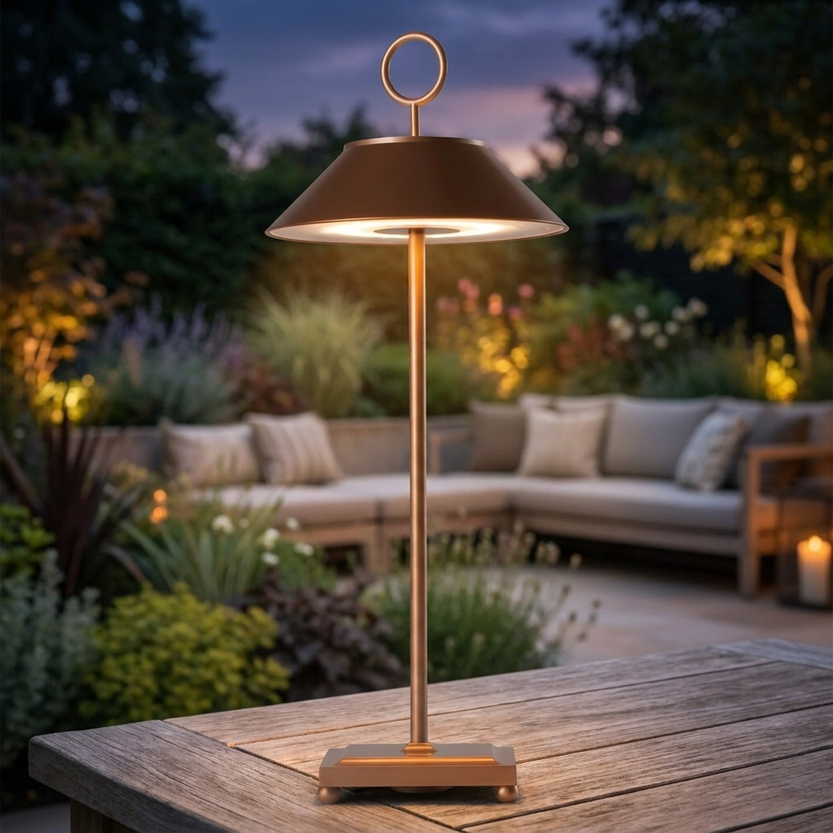 Novena Conca Mini IP65 Cordless Rechargeable Table Lamp, UV Bronze