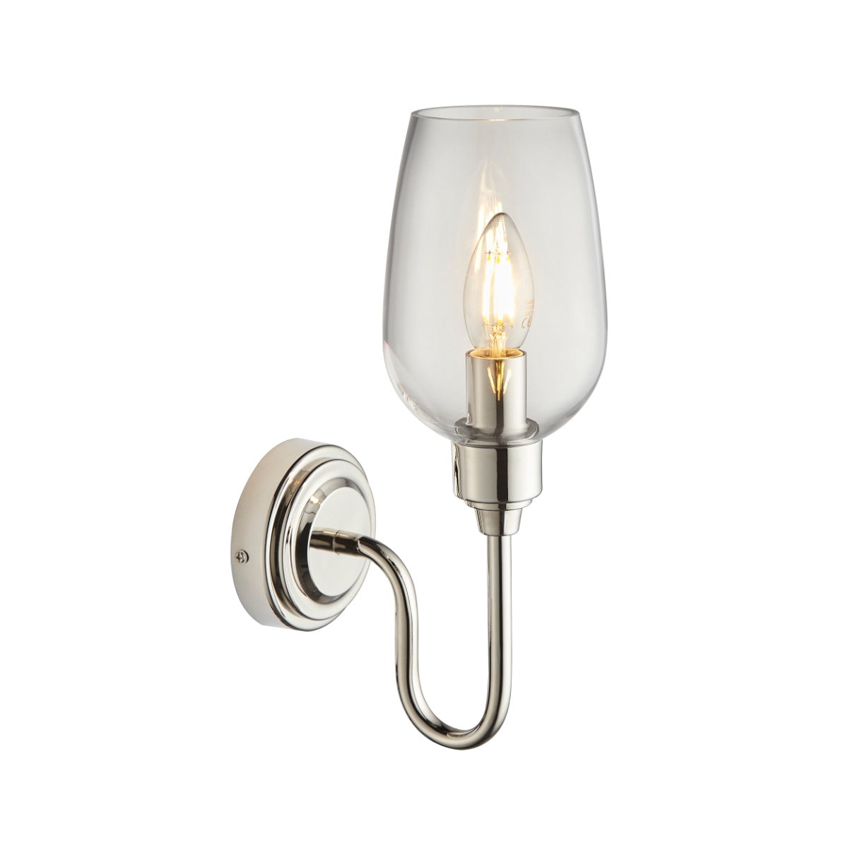 Novena Cortico 1 Light Wall Light Bright Nickel Plate Clear Glass