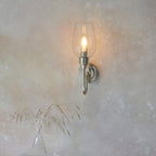 Novena Cortico 1 Light Wall Light Bright Nickel Plate Clear Glass