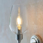 Novena Cortico 1 Light Wall Light Bright Nickel Plate Clear Glass