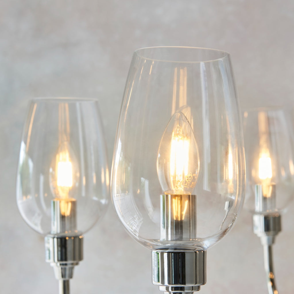 Novena Cortico 6 Light Pendant Light Bright Nickel Plate Clear Glass