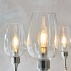 Novena Cortico 6 Light Pendant Light Bright Nickel Plate Clear Glass