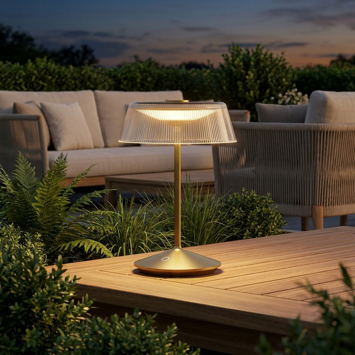 Novena Cristallo Cordless Rechargeable Table Lamp, Matt Gold