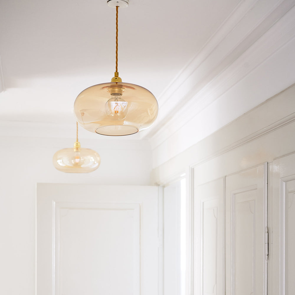 Novena Elburg Large Pendant Light Matt Gold Golden Smoke Shade
