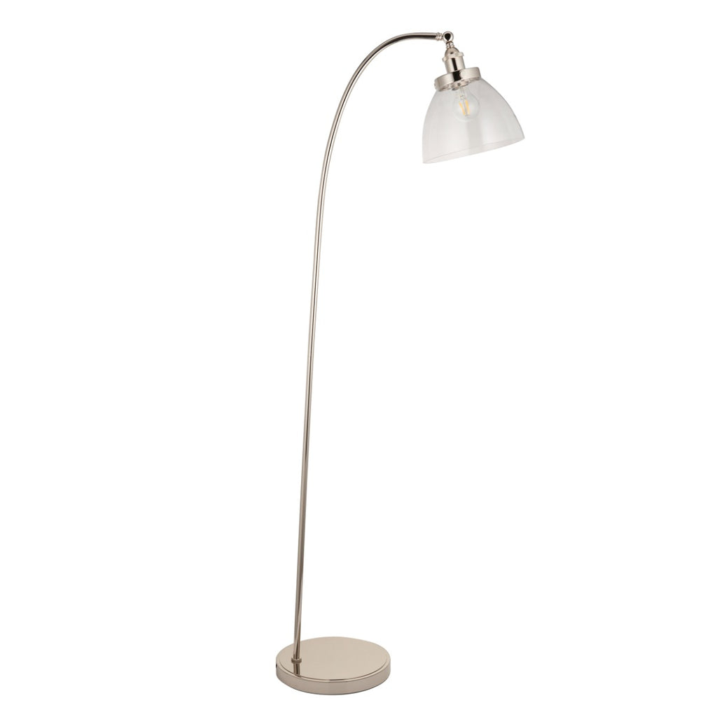 Novena Fidalgo 1 Light Floor Lamp Bright Nickel Plate Clear Glass