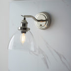 Novena Fidalgo 1 Light Wall Light Bright Nickel Plate Clear Glass