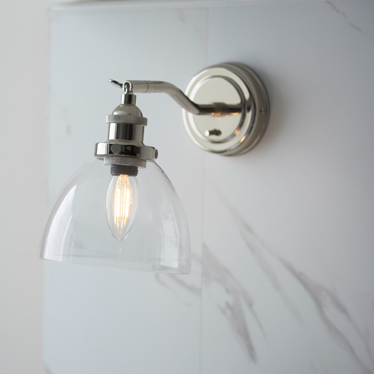 Novena Fidalgo 1 Light Wall Light Bright Nickel Plate Clear Glass