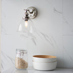 Novena Fidalgo 1 Light Wall Light Bright Nickel Plate Clear Glass