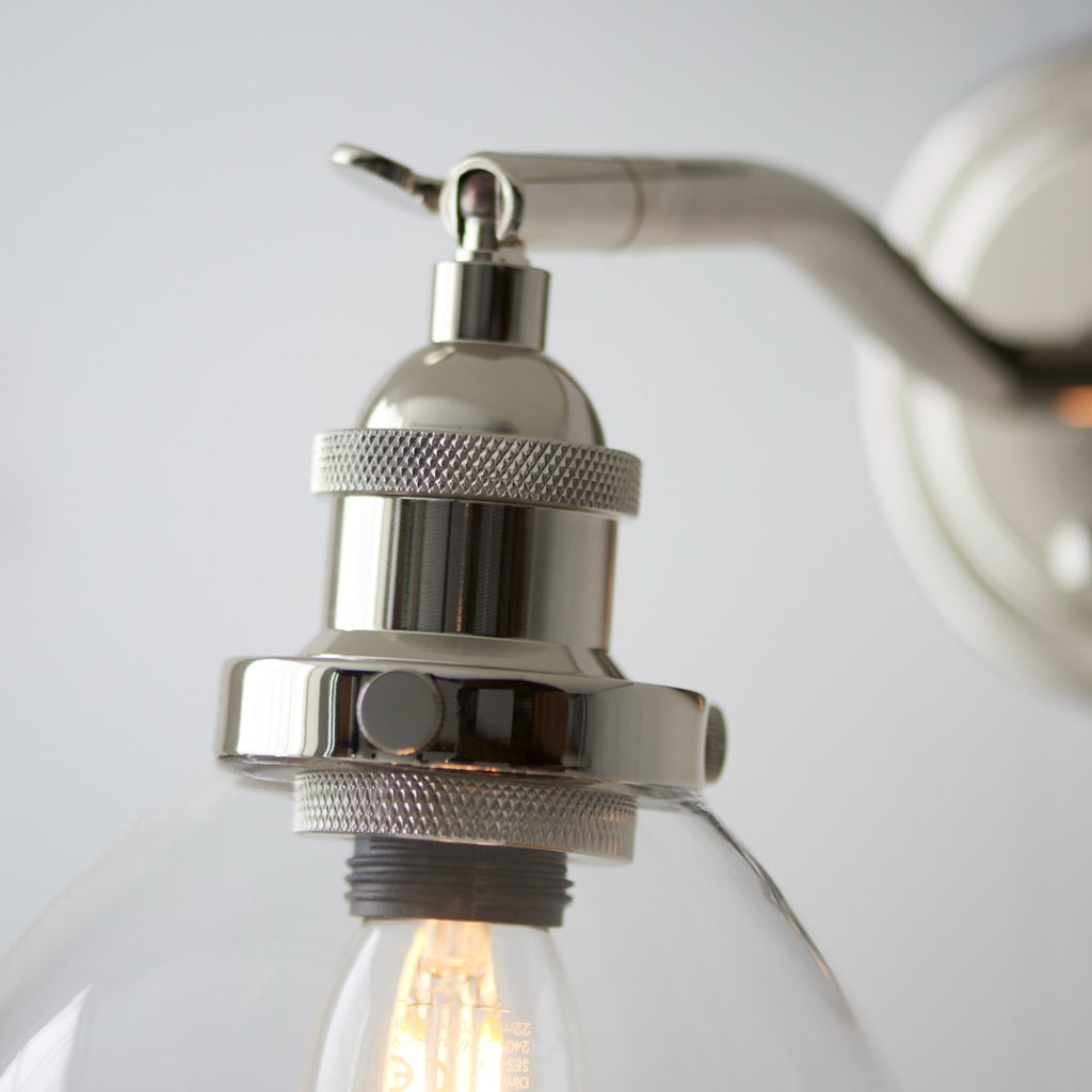 Novena Fidalgo 1 Light Wall Light Bright Nickel Plate Clear Glass