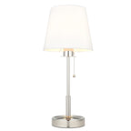 Novena Fuenti 1 Light Table Lamp Bright Nickel Plate Vintage White Fabric Shade