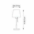 Novena Fuenti 1 Light Table Lamp Bright Nickel Plate Vintage White Fabric Shade