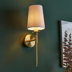 Novena Fuenti 1 Light Wall Light Satin Brass Vintage White Fabric