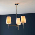 Novena Fuenti 3 Light Pendant Light Nickel Plated Vintage White Fabric Shades