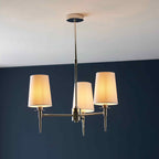 Novena Fuenti 3 Light Pendant Light Nickel Plated Vintage White Fabric Shades